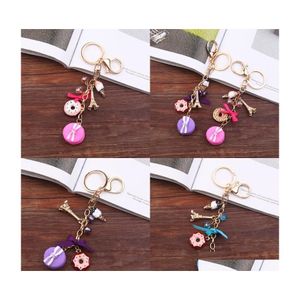 Porte-clés Bijoux de mode Accessoires Gâteau Mobile Anneau Fer Tour Aroon Clés Boucle Sac Pendentif Ornements Porte-clés Femme 3 78Fr Dhdzq