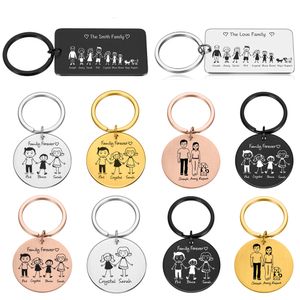 Key Rings Personalized Family Keychain Engraved Gifts For Parents Children Present Keyring Bag Charm Families Member Gift Chain Drop Smtrt
