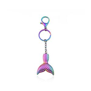 Llaveros Rainbow Mermaid Fishtail Llaveros Anillo de cadena de metal Unisex Llavero Titular Accesorios Drop Entrega Joyería Dhzsm