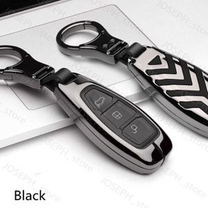 Porte-clés en alliage de zinc étui de couverture de clé de voiture pour Ford Fiesta Focus 3 4 Mondeo Ecosport Kuga Focus ST clé de voiture Smart Remote Key Case Fob Keychain J230413