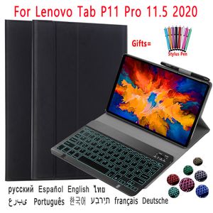 Étui pour clavier Lenovo Tab P11 Pro 11.5 2020, mince, Bluetooth, rétro-éclairé, russe, espagnol, arabe, hébreu, portugais, coréen