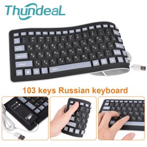 Teclados 103 kileys rusas letras de teclado silicio teclado interfaz usb interfaz teclado ruso teclado tc escritor portátil portátil cableado