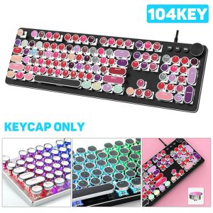Keyboards 104 touches Keycaps ronds rétro Keycap de machine à écrire Double Shot pour le plafond de clavier mécanique de joueur élégant Capculaire CLACLE CIRCULAIRE