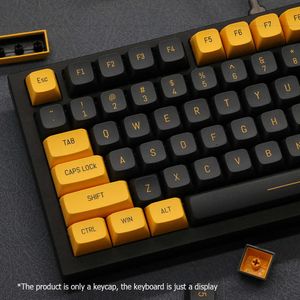 Keyboards 149 Keys Similar Cherry PBT Double Shot Keycaps For Mx Switch Mechanical Keyboard Double Color Injection Black Yellow Keycap T230215