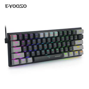 Teclados 61 teclas Teclado mecánico Juego Teclado Retroiluminación RGB Tipo-C USB con cable Impermeable 60% PC Teclado para juegos para PC Computadora portátil de escritorio T230215