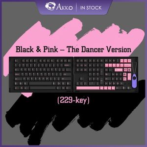 Claviers Akko Noir Rose Keycap Set 229 Key Cherry Profile PBT Double s pour Multi layout Mécanique avec Collection Box 230712