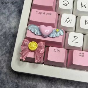Teclados Cute Magic Love Winged Key Hat Alt Key Game Teclado mecánico Eje transversal Pink Bow Key Hat Teclas para teclado mecánico YQ240123