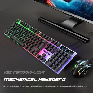 Clavier clavier de jeu 98 touches Clavier mécanique 1,5 m Câble USB Clavier USB Sept lumières couleur pour ordinateur portable pour ordinateur pour PC Gamer