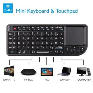 Claviers Hot Mini 2,4g RF Clavier sans fil espagnol Espagnol French Russie English Keyboard Backlight Touch Papad Mouse pour PC Notebook Smart TV Box