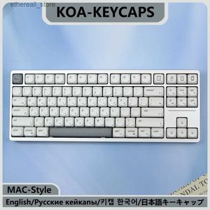 Teclados KBDiy MAC Style Keycaps PBT KOA Perfil Japonés Ruso Coreano Keycap para teclado mecánico ISO 7U Blanco 138 Teclas Cap Q231121