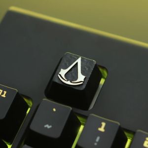 Claviers Keystone Artisan Keycap pour le clavier mécanique Assassin's Creed AC Odyssey thème noir zinc en aluminium en aluminium Métal Personnalisez