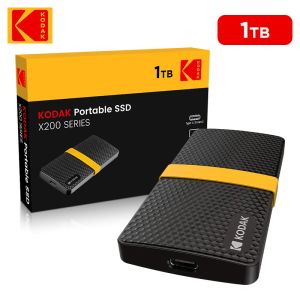 Teclados Kodak USB3.1 Typec Portable SSD 1TB Disco duro externo 512GB Gen 2 Disco duro SSD 256 GB de estado sólido para libros portátiles