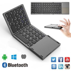 Tecillos Mini Teclado plegable Bluetooth Bluetooth Wireless Portable Keyboard plegable universal con panel táctil para Windows Android IOS Tablet iPad