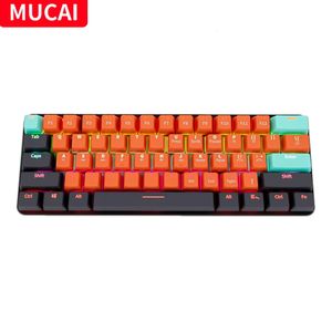 Claviers MUCAI MKA610 USB Mini clavier filaire de jeu mécanique commutateur rouge 61 clé Gamer pour ordinateur PC portable câble détachable 231130