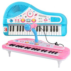 Claviers Piano Enfants Musique Jouet Piano Clavier Jouet 37 Touches Rose Électronique Musical Multifonctionnel Instruments avec Microphone Mon Premier Jouet Pinao 231204