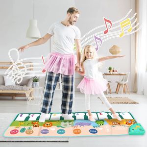 Keyboards Piano Musical Piano Mat for Kids 110x36cm Floor Keyboard Dance Mat with 8 Animal Sounds Baby Mat Preschool Educational Toys 231108
