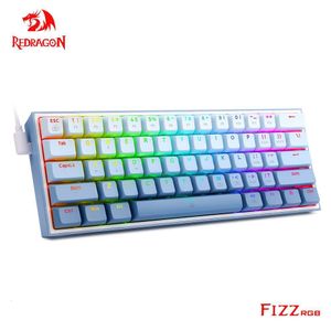 Keyboards REDRAGON Fizz K617 RGB USB Mini Mechanical Gaming Wired Keyboard Red Switch 61 Key Gamer for Computer PC Laptop detachable cable 230518