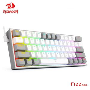 Keyboards REDRAGON Fizz K617 RGB USB Mini Mechanical Gaming Wired Keyboard Red Switch 61 Key Gamer for Computer PC Laptop detachable cable 231117