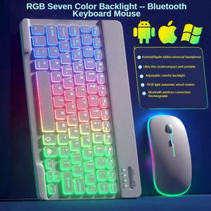 Claviers RGB BT Clavier et souris Combo rechargeable sans fil Blue Tooth Russe Espagnol Rétroéclairage Set 230927