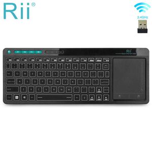 Claviers Rii K18 clavier sans fil RU/US/FR/HE Mini clavier avec écran tactile 3 LED couleur rétro-éclairé pour Android TV BOX Smart TV PC T230215