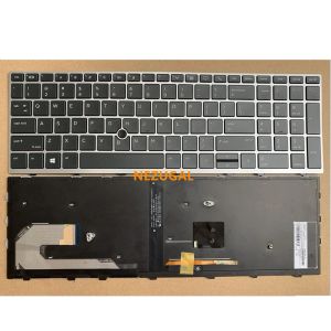 Teclados EE. UU. Reemplazo de retroiluminación Teclado para HP EliteBook 850 G5 755 G5 850 G6 ZBOOK 15U G5 Backlight de marco plateado