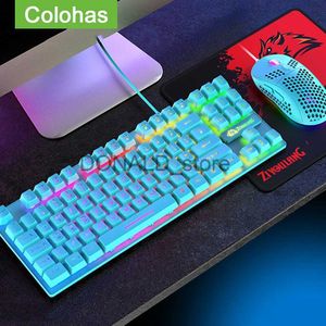 Teclados USB con cable, sensación mecánica, teclado para juegos, ratón combinado, mágico, RGB, retroiluminación, teclado, juego de ratón para ordenador portátil, PC, Gamer, ordenador J240117