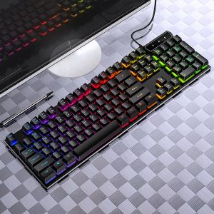 Claviers Wired Gamer Mechanical Fell Clavier USB Connexion USB mixte RV Backlit 104 Keycaps Couleur noir / blanc pour ordinateur portable