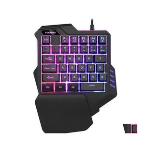 Teclados con cable Teclado para juegos de una sola mano Usb Escritorio profesional Led retroiluminado Izquierdo Ergonómico con Wirst para Games311P Drop Delive Dhfgl