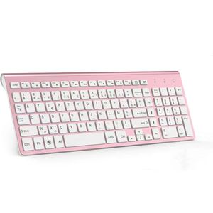 Teclados Teclado inalámbrico AZERTY 2 4Ghz Ultra delgado portátil silencioso 2400 DPI ergonómico francés para PC portátil TV rosa 230927