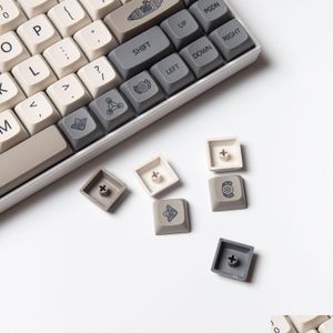 Claviers XDA Profile 120 PBT Keycap Dye-Sub personnalisé minimaliste blanc gris anglais japonais pour clavier mécanique MX Switch Dro Dhqeo