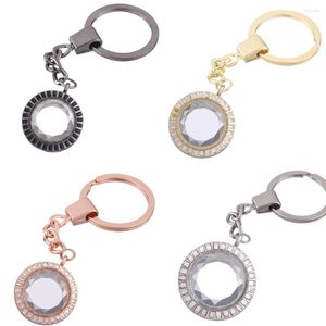 Porte-clés 10 pcs/lot rond mémoire vivant verre flottant médaillon pendentif porte-clés pour hommes médaillon chaîne femmes cadeau fabrication de bijoux