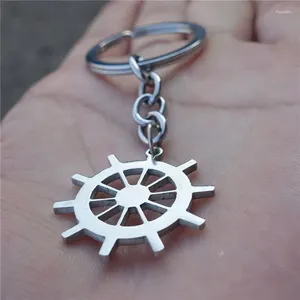 Porte-clés 12 pièces Helm Rudder Keyring Roues en acier inoxydable Porte-clés Hommes Femmes Unisexe Mignon Bijoux En Gros