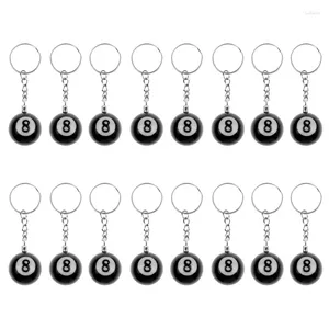 Keychains 16 PCS Billiard Pool Keychain Snooker Table Ball Key Ring Regalo Lucky No.8 25 mm