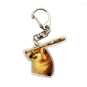 Porte-clés 1PC INS Spoof Creative Internet Celebrity Mignon Cheems Pet Keyring Funny Shiba Inu Confus Dog Porte-clés