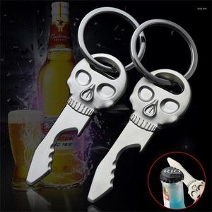 Porte-clés 1pc hommes crâne en forme de bouteille ouvre-bouteille avec porte-clés en métal sac à dos outil portable extérieur multifonctionnel porte-clés