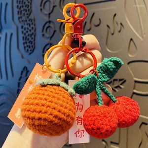 Llaveros 1 unids llavero felpa crocheting cosas buenas suceden colgante tejido a mano lana caqui bolsa de cacahuete pequeños accesorios