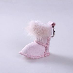 Llaveros 20 piezas precio al por mayor lindo Real Shearling cordero cabra piel llavero muñeca bolso encanto con llavero bota colgante Accesorios