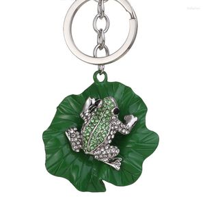 Porte-clés 2023 NoEnName_Null Mode Mignon Feuille De Lotus Grenouille Portable Porte-clés Portefeuille Sac Boucle Variété Vacances Cadeau D'anniversaire