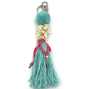 Llaveros 2023 Shine Pompoms Borla Colgante Llavero Boho Llaveros Bohemio Grandes Cadenas Lindo Vintage Joyería Hallazgos Bolsa Colgantes 861