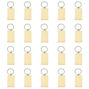 Porte-clés 20pcs blanc porte-clés en bois rond rectangulaire Ellipse en vrac en gros bois porte-clés de voiture anneau adapté au cadeau laser