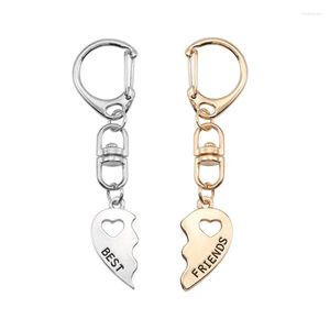 Porte-clés 2 pièces ami porte-clés femmes creux amour coeur amis pour toujours pendentif BFF amitié bijoux accessoires goutte