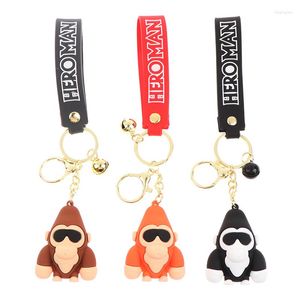 Porte-clés 3D gorille porte-clés Silicone Cool Animal chimpanzé pendentif pour femmes hommes sac voiture porte-clés ornement cadeau accessoires