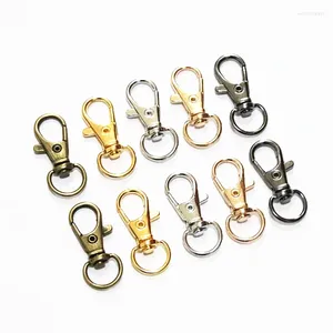 Porte-clés 50pcs antique bronze couleur pivotant mousqueton clips clé crochet porte-clés anneau fendu résultats fermoirs pour la fabrication
