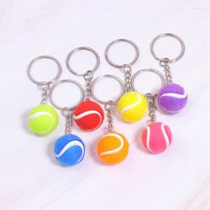 Keychains 6 Color Key Chain Tennis Ball Metal Keychain Car Ring Pendant Sports