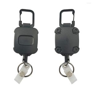 Porte-clés noir rétractable Pull Key Ring ID Badge Lanyard Nom Tag Porte-clés Porte-clés en alliage de zinc ABS Plastique Recoil Reel Clip de ceinture