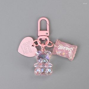 Keychains Bling Heart Animal Candy Keychain Key Ring For Friend Lovers Migne Creative Sac Car Ectone Box Accessoires