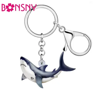 Bonsny – porte-clés en acrylique, grand requin, anneau de poisson, sac à dos, breloques de voiture, bijoux à la mode pour femmes, cadeaux pour amis