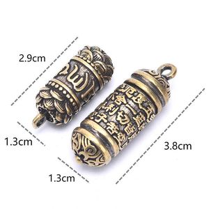 Porte-clés En Laiton Bouddha GuanYin Sutra Cylindre Pendentif Porte-clés Suspendu Collier Bijoux Boîte À Pilules Médecine Cas Conteneur Bouteille G1019