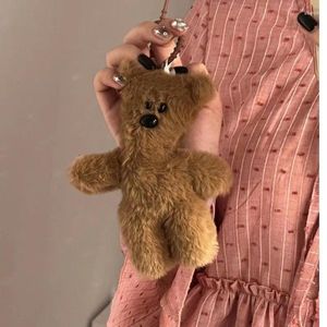 Porte-clés en peluche marron, pendentif de sac de poupée Kawaii, jouet pour filles et enfants, accessoires
