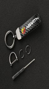 Porte-clés de voiture en fibre de carbone, anneaux en fer à cheval rotatifs à 360 degrés pour Fiat Abarth 595 500 124 Spider, accessoires 5508952